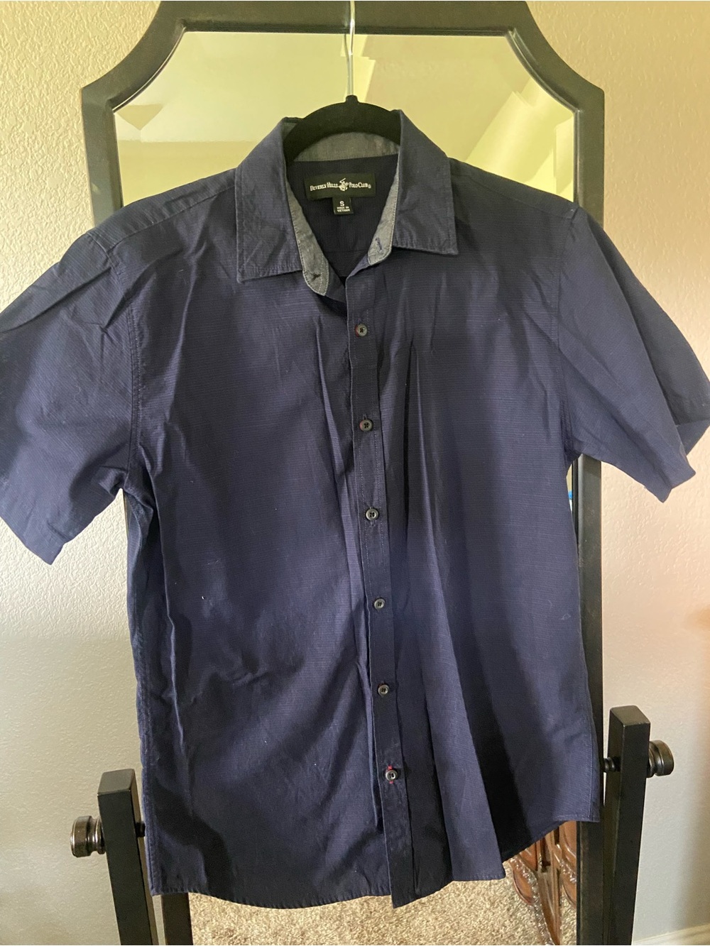 Beverly Hills Polo Club Navy Short Sleeve Button-Down Shirt